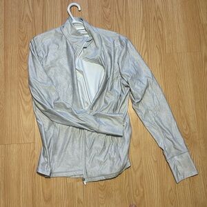 Mondetta Shimmering Silver Bomber Jacket